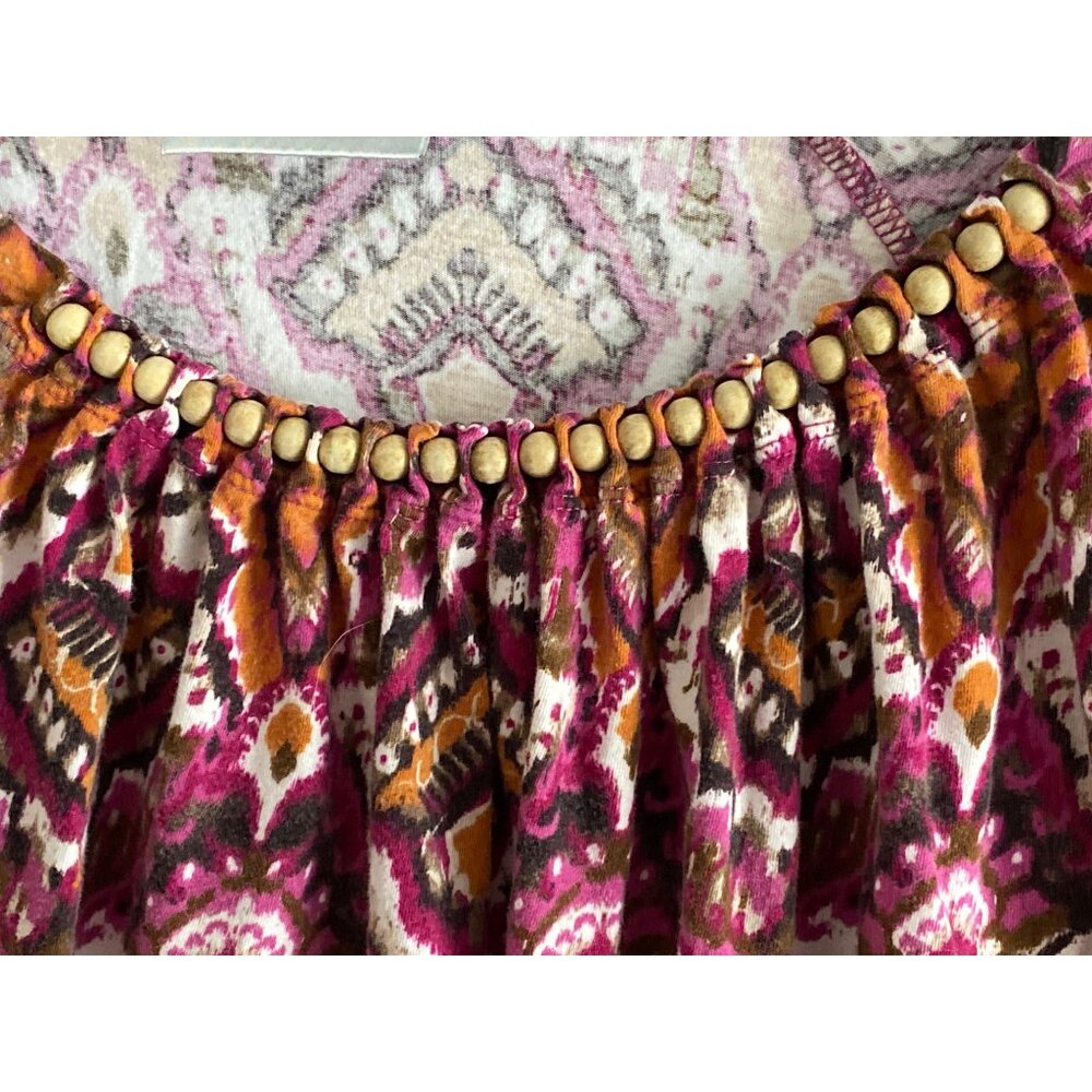 VTG Avenue Top Pink Orange SS Beaded Neckline Women 22/24 - Picture 4 of 8
